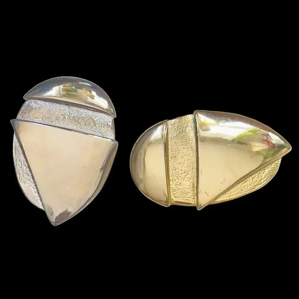 Set of 2 Abstract Vintage Signed Ginnie Johansen ‘84 Belt Buckles Gold & Silver